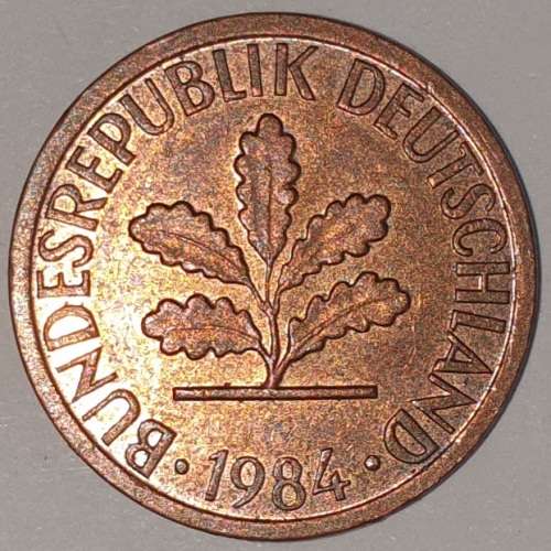 1984 F - 1 PFENNIG - ONE PFENNIG - GERMANY - FEDERAL REPUBLIC - (Copper Plated Steel)